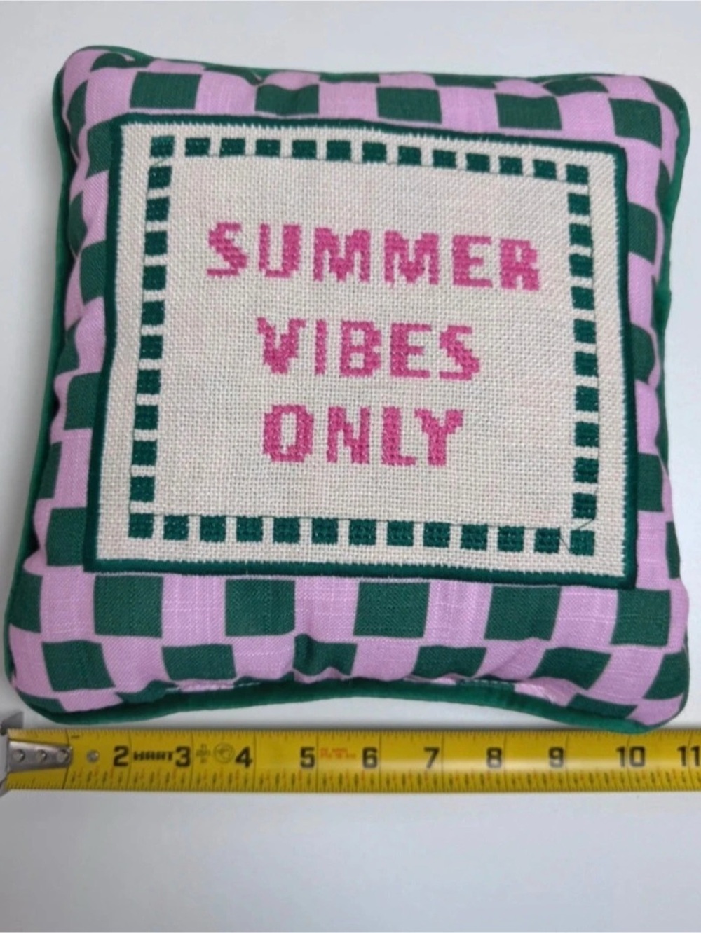 Summer Vibes Only Pink & Green Accent Pillow